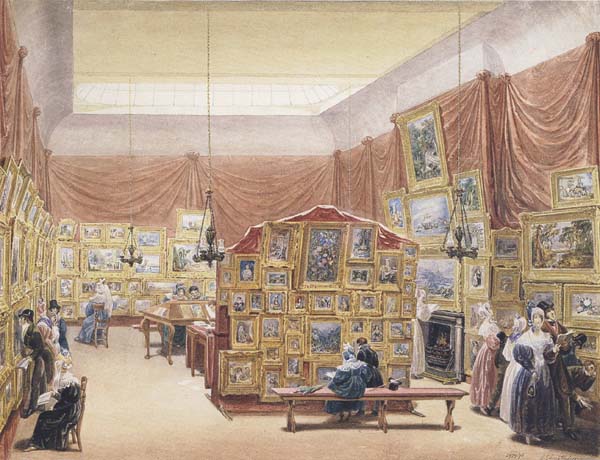 Interior of the Gallery of the New Society of Painters in Watercolours (mk47)